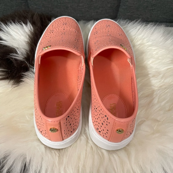 Pink Leather Floral Slip Ons - Picture 3 of 4